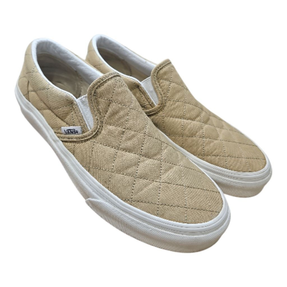 Vans Madewell Collab Tan Quilted Canvas Classic Slip-ons Size 8